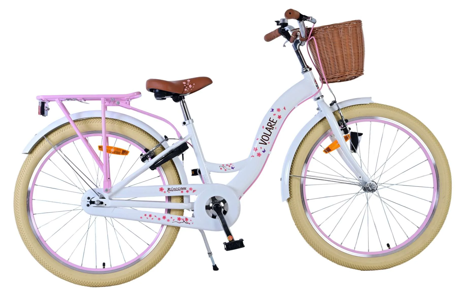 Volare Blossom Kinderfiets - Meisjes - 24 inch - Wit - Twee handremmen OUTLET